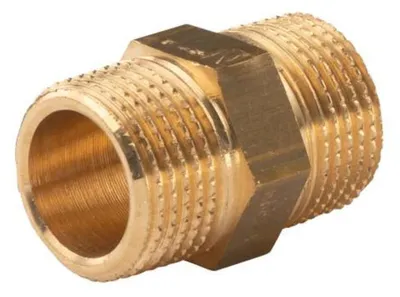 Produktbild von Messing Gewinde-Fitting Doppelnippel 3/8'AG -3/8'AG (DN 10) - schwere Ausführung