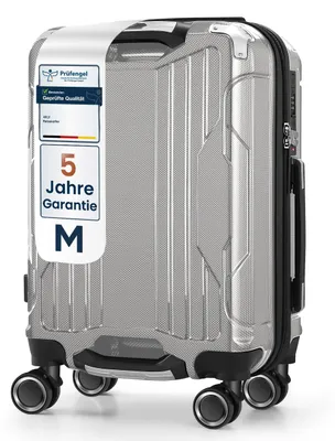 Image de Valise cabine rigide 4FLY M 54 × 37 × 23 cm (36 L) en polycarbonate – avec serrure TSA, 4 roulettes doubles pivotantes et poignée télescopique en aluminium