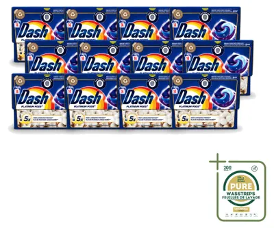 Produktbild von 12 x Dash Platinum Waschmittelkapseln - Frische von Baumwolle - Vorratspackung - 12 Stücke