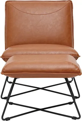 Produktbild von Miliboo - Vintage-Sessel Braun mit Fußstütze PHILO