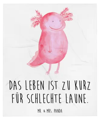 Produktbild von Mr. & Mrs. Panda Kuscheldecke Axolotl Glücklich - Weiß - Geschenk, Lurch, Decke, Bettdecke, Schwanzlurch, Tagesdecke, Lebensfroh, gut Gelaunt, Winterdecke, Plaid