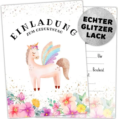 Produktbild von Einladungskarten für Kindergeburtstage (A6) - Einhorn-Geburtstagseinladungen für Kinder - Geburtstag - Für Jungen