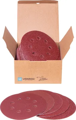 Produktbild von Vonroc Schleifpapier-Set – 125 mm – 50 Stück – Für Exzenterschleifer – Mit Klettverschluss – Verschiedene Körnungen