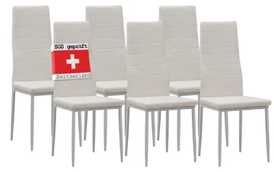 Produktbild von Albatros Esszimmerstühle MILANO 6er Set, Weiss - Polsterstuhl mit Kunstleder-Bezug, Modernes und Stilvolles Design am Esstisch - Küchenstuhl oder Stuhl Esszimmer mit hoher Belastbarkeit