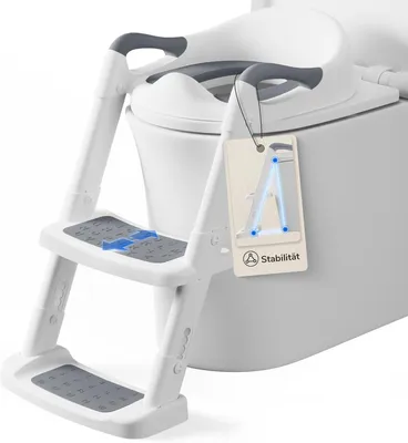 Obrázok produktu pre Detská WC doska so schodíkmi a nočníkom, sivá, 38-47 cm, pre batoľatá