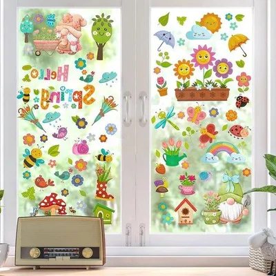 Immagine prodotto di Pellicola adesiva per finestre - Decorazione riutilizzabile primaverile per finestre