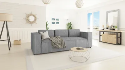 Produktbild von S-STYLE MÖBEL - Modernes Sofa 3 sitzer Bello aus Hellgrau  Cord mit weichem Sitz, B/T/H: 230 cm / 92 cm / 64 cm