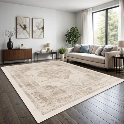 Produktbild von TT Home Boho Vintage Teppich Wohnzimmer Kurzflor – Retro Design, rutschfest & pflegeleicht, modern für Esszimmer & Flur Waschbar Größe 160x220 cm