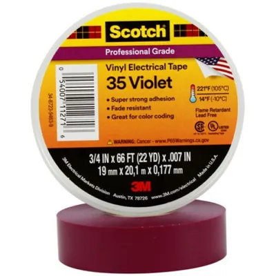 Immagine prodotto di Scotch® 35 Nastro isolante elettrico in vinile, viola, 19 mm x 20 m, 0,18 mm | confezione (1 rotolo)