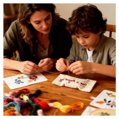 Produktbild von Einsteiger Stick-Set für Erwachsene, Regenbogen DIY Bastel-Set, Einfaches Stick-Set für Anfänger und Schüler