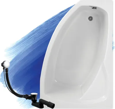Produktbild von BADLAND Eckbadewanne Badewanne Frida RECHTS 150x100 mit Ablaufgarnitur und Füßen GRATIS ohne Verkleidung