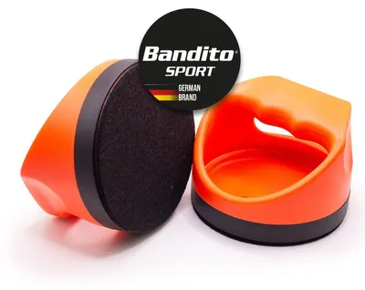 Produktbild von Bandito Airhockey Pusher HiPower, Profi-Spielgriff Ø 100 mm, super Gleitfähig, mit Fingerschutzrand, Turniergröße, ergonomischer Griff mit Fingermulden, Set mit 2 Griffe inkl. 2 Ersatzfilze