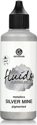 Image de 100 ml Octopus Fluids Alcohol Ink SILVER MINE, encre à alcool pour Fluid Art et résine, argent