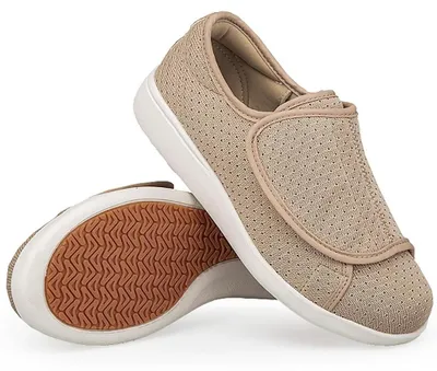 Immagine prodotto di Omgoods - Scarpe extra larghe per diabetici, con chiusura a strappo, color marrone