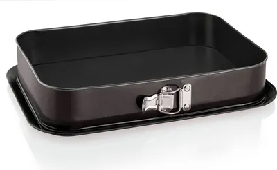 Immagine prodotto di Tortiera rettangolare 35x24 cm – Grande stampo da forno rettangolare, antiaderente, con bordo di contenimento, stampo alto per torte, nero