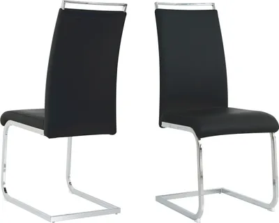 Produktbild von Möbilia Freischwinger-Stuhl 2er Set | Kunstleder | Freischwingergestell | B 42 x T 58 x H 101 cm | schwarz – silber | 21020064 | Serie STUHL