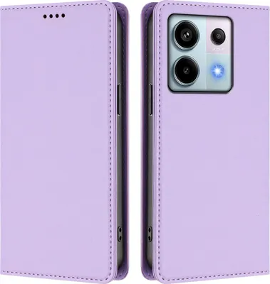 Immagine prodotto di Custodia in pelle per Xiaomi Redmi Note 13 Pro 5G, custodia flip magnetica in Finto cuoio con supporto Viola chiaro
