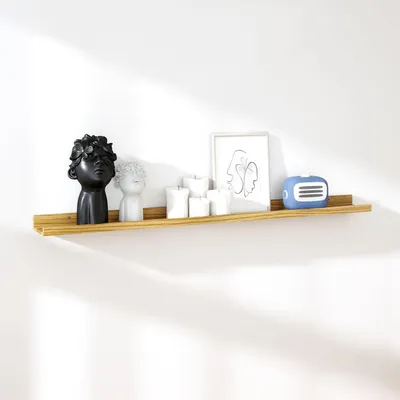 Zdjęcie produktu dla Półka ścienna 120 cm, zestaw 1 szt., drewno dębowe, do salonu