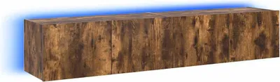 Produktbild von vidaXL TV-Wandschränke mit LED-Leuchten 2 Stk. Räuchereiche 80x35x31cm