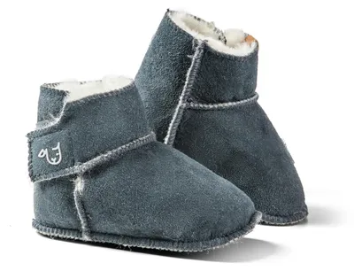 Produktbild von KUSCHL TOP Lammfell-Velourleder Stieferl mit Klettverschluss und Noppensohle