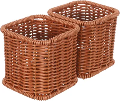 Productafbeelding van 2 bestekbakken met een rattenlook, voor het opbergen van bestek