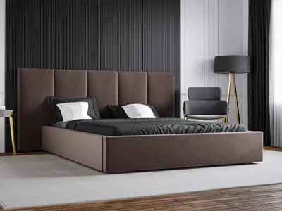 Produktbild von GRAINGOLD Polsterbett 180x200 Lisbon - Doppelbett mit stilvoll massives Kopfteil - Bettkasten, Samtstoff & Lattenrost - Braun (Magic Velvet 2205)