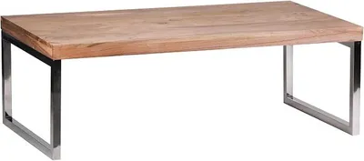Productafbeelding van Salontafel Guna, massief acaciahout, 120 cm breed, woonkamer, design, donkerbruin, landelijke stijl, bijzettafel
