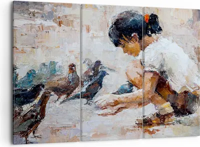 Produktbild von Bild auf Leinwand - Leinwandbild - Kind Vogel Karma - 105x70cm - Wand Bild - Wanddeko - Wandbilder - Leinwanddruck - Bilder - Kunstdruck - Wanddekoration - Leinwand bilder - Wandkunst - CE105x70-3417