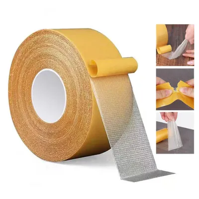 Produktbild von Doppelseitiges Klebeband, strapazierfähiges Montageband, 0,2 x 20 m, klares Super-Klebeband mit Glasfasergewebe für Kleidung, Teppiche, Kunst(2 Stück)