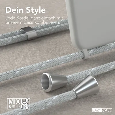 Produktbild von EAZY CASE Handykette kompatibel mit Xiaomi 13 Handyhülle zum Umhängen, Silikon Hülle mit Band, Schutzhülle mit Ersatzkordel, Stylische Kette für Smartphone, Hell Grau / Weiß