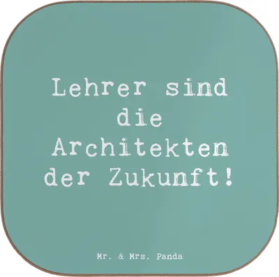 Produktbild von Mr. & Mrs. Panda Untersetzer für Gläser Spruch Lehrer Zukunftsarchitekten - Meeresbrise - Geschenk, Wertschätzung, Bedanken, Aufmerksamkeit, inspirieren, Leidenschaft