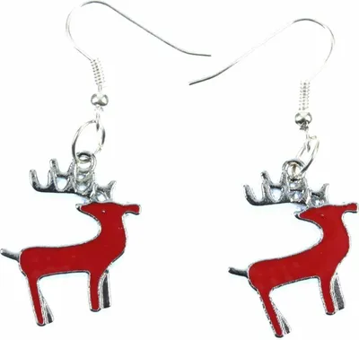 Produktbild von Rentier Hirsch Ohrringe Miniblings Hänger Weihnachten Weihnachtsmann rot