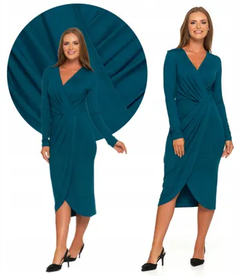 Immagine prodotto di Abito - Abito da donna taglia M - Abito midi verde - Abito a maniche lunghe - Abito sciancrato