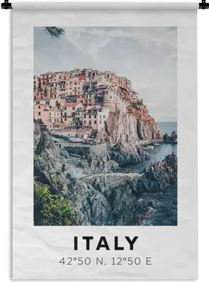 Produktbild von MuchoWow® Wandteppich Wandbehang Cinque Terre - Amalfi - Italien - Sommer 60x90 cm Tapisserie Dekoration Wandtuch - Foto-Teppich - Abwaschbar