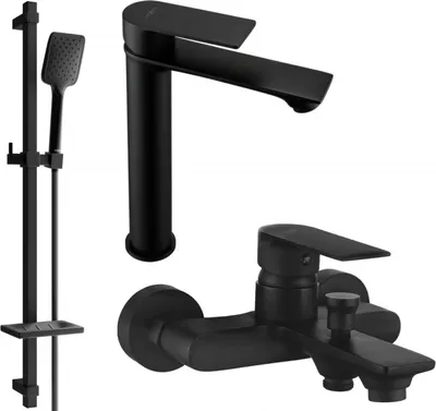 Produktbild von Mexen Royo DQ62 Badewannenset, Schwarz - 72213DQ62-70