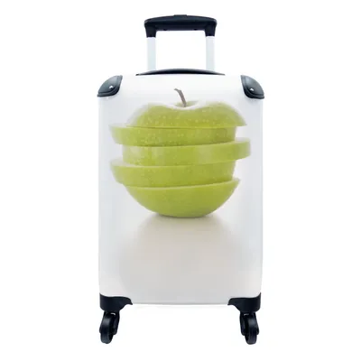 Produktbild von MuchoWow® Koffer Handgepäck Trolley Rollkoffer Kleine Reisekoffer mit 4 Rollen - Apfel in Scheiben geschnitten - Cabin Size < 55x40x23 cm & 55x40x20 cm - Fotokoffer - Kabinenkoffer - Boardgepäck - Reise-Box - Reisekoffer - Reisegepäck - Koffer mit Bild - Trolley für Kinder