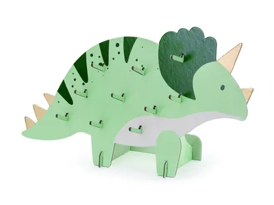 Obrázek produktu pro Stojan na dinosaury 38x23cm Stojan na koblihy Triceratops 10 háčků Zelený
