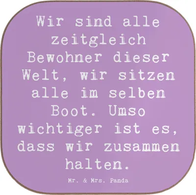 Produktbild von Mr. & Mrs. Panda Holzuntersetzer Spruch Freundlichkeiten verbreiten - Lavendeltraum - Geschenk, Untersetzer Glas, Coaster, gläseruntersetzer, Trost, Inspiration, Tasse