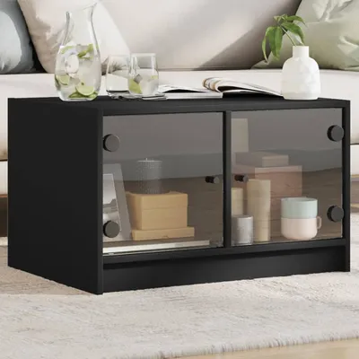 Produktbild von Design Couchtisch mit Glastüren Schwarz 68x50x42 cm, Couchtische 2024