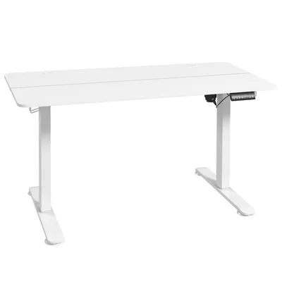 Productafbeelding van Moonbite Elektrisch verstelbaar bureau, 140 x 70 cm, sta-bureau met 4 geheugenstanden (72-116 cm), botsingsbescherming en haken, multiplex, wit