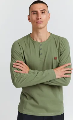 Produktbild von 11 Project PRBonso Herren Longsleeve Langarmshirt Shirt mit Grandad-Ausschnitt aus 100% Baumwolle Regular fit