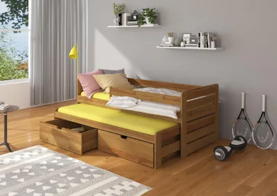 Obrázek produktu pro Dětská dvojlůžková postel se zábranou 80x200 DANRINA - dub