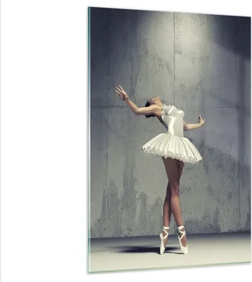 Produktbild von Bilder auf glas - Einteilig - Ballerina Weiß Wand - 80x120cm - Glasbilder - Wandbilder - Bilder - zum Aufhängen bereit - Wanddekoration aus Glas - Glas Bilder - Wandbild auf Glas - GPA80x120-4344