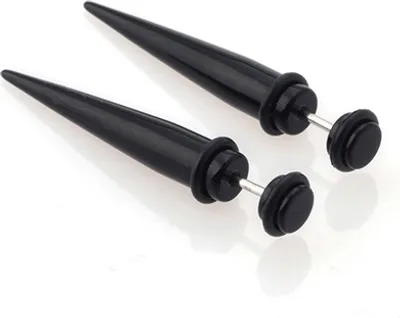 Produktbild von 2 Stück Uni Punk Ear Fake Cheater Stretcher Rivet Taper Plug Tunnel Gauges-Schwarz,6MM*44MM