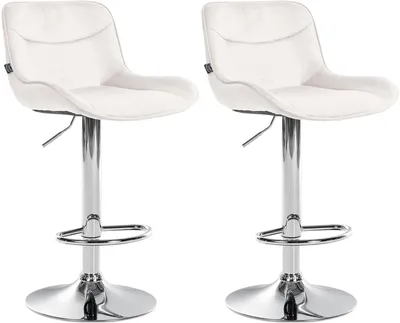 Produktbild von CLP 2er Set Barhocker Vonore Samt, Höhenverstellbar Und 360 Grad Drehbar creme Gestell Farbe chrom