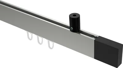 Produktbild von Interdeco Innenlaufstange / Gardinenstange mit Innenlauf Edelstahl-Optik / Schwarz, Typ Sonius Lox (Quader) Deckenmontage, 14x35 mm 1-läufig, 200 cm