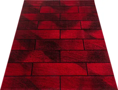 Produktbild von Kurzflor Teppich Wohnzimmer Rot 240x340 Rechteck Geometrisches Design aus Polypropylen