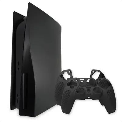 Produktbild von Lovnix - Sada čelných panelov pre Playstation 5 - vrátane 2 silikónových obalov na ovládače - Disc Edition - Sony - Príslušenstvo pre PS5 - Čierna