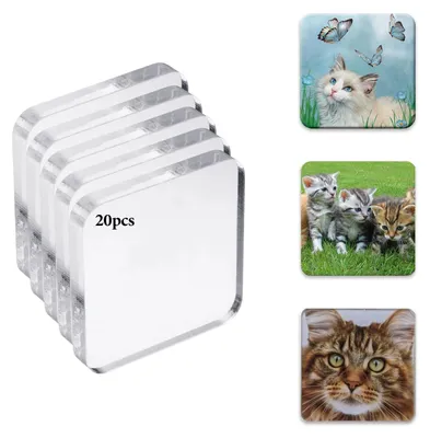 Acryl-Fotomagneten-Set, 20 Stück, 5 x 5 cm, DIY