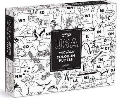 Produktbild von GALISON Vybarvovací puzzle Maptote: USA 1000 dílků